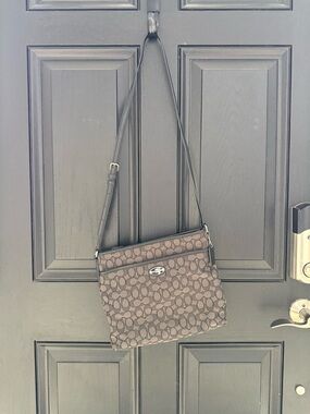 Coach Black/Grey Signature Monogram Crossbody Bag
